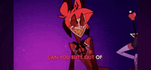 a cartoon character is holding a heart in his hand and says can you butt out of .