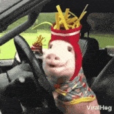 Pig Car GIF - Pig Car Fries GIFs