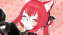 a cartoon character with red hair and glasses is wearing a choker
