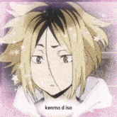a picture of kenma disa with a pink background and stars