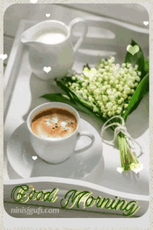 good morning lily of the valley latte milk coffee