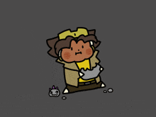 a cartoon drawing of a cowboy with a cat