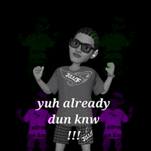 a cartoon of a man wearing glasses and a shirt that says julef