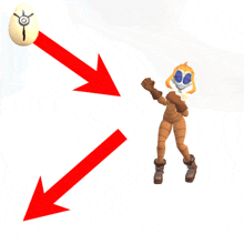 a cartoon character is standing next to an egg with a symbol on it