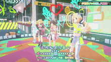 a group of anime girls standing in front of a sign that says ' tokyo ' on it