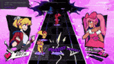 a video game called world 's end valentine has a purple background