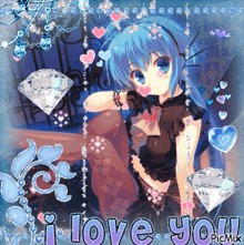 a picture of a girl with the words i love you on it