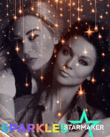 two women are surrounded by stars and the words sparkle starmaker