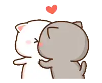 two cartoon cats are kissing with a heart above them