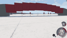 a screenshot of a video game shows a car crashing into a red wall