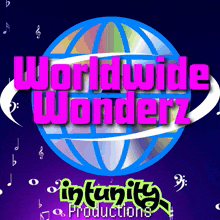a logo for worldwide wonderz with a globe in the middle