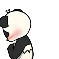 a cartoon drawing of a panda with a heart on its head