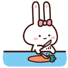 bunny cute ok chopping carrot