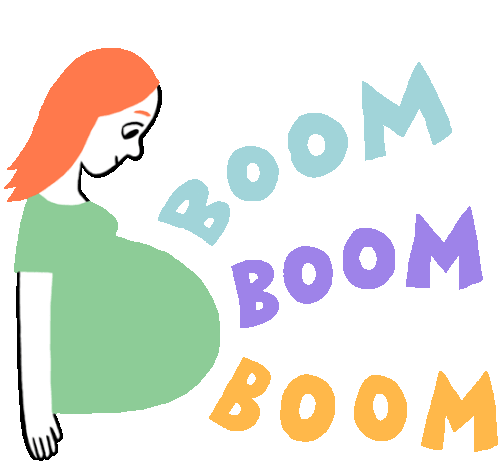 Looking At Baby Bump And Feeling A Kick. Sticker - Preggers Boom Boom Pregnant Stickers