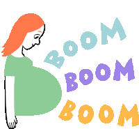 Looking At Baby Bump And Feeling A Kick. Sticker - Preggers Boom Boom Pregnant Stickers