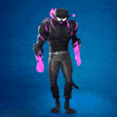 a black panther with purple flames on his arms and legs