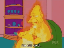 Me In Hell/Ppl Who Get Cold Easily GIF - The Simpsons Grandpa Simpson On Fire GIFs