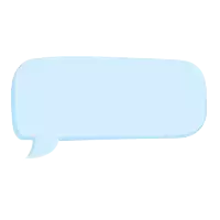 a blue speech bubble with three pink hearts inside