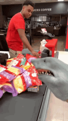 Shark Puppet Shopping GIF