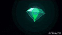 a pixel art of sonic the hedgehog holding an emerald and a glove