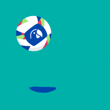 a volleyball with a bird on it is being thrown in the air