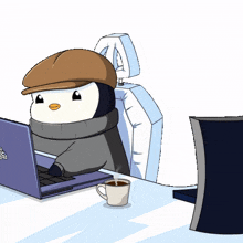work office computer penguin job