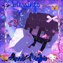 a picture of a minecraft character with the words blessings good night