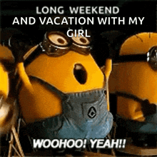 a group of minions are standing next to each other and one of them is screaming .