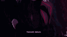 a purple haired anime girl with blood on her face says " there is no need for that "