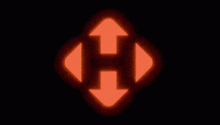 the letter h is surrounded by two arrows pointing up and down