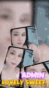 a picture of a woman with the words admin lovely sweet on the bottom