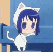 Cute Anime Girl Wearing A Cat Costume GIF