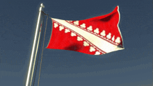a red and white flag with a pattern of playing cards on it