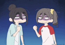 a cartoon drawing of two girls with the number 88 on their shirts