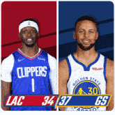Los Angeles Clippers (34) Vs. Golden State Warriors (37) First-second Period Break GIF