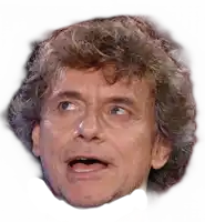 a close up of a man 's face with his mouth open and a surprised look on his face