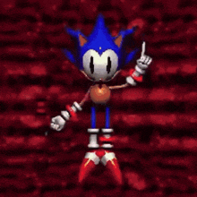 a pixel art of a sonic the hedgehog dancing in a video game .