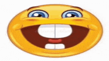a cartoon smiley face with a big smile and a huge mouth .