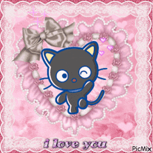 a picture of a cat with the words i love you