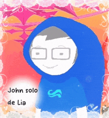 a drawing of john solo de lia with a blue shirt