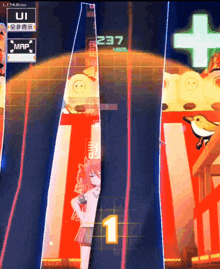 a video game is being played with a score of 237