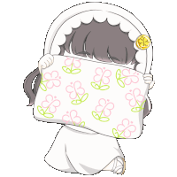 a cartoon drawing of a little girl wearing a white head scarf