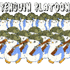 a bunch of penguins in military uniforms with guns
