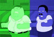 a cartoon of peter griffin and a cartoon of chris griffin standing next to each other