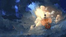 a painting of a ship with a skull and crossbones on the front