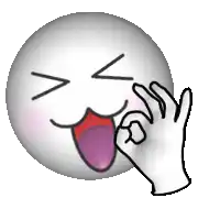 a cartoon smiley face with a hand covering its mouth .