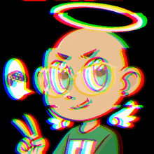 a drawing of a person with a halo on their head