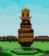 a statue of a bee with a sign that says grow all 375rs