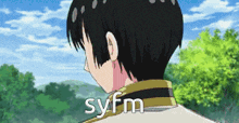 syfm is written on the back of a person