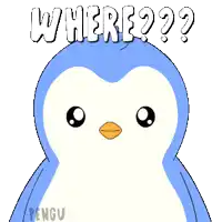 a drawing of a penguin with the words " where " on it